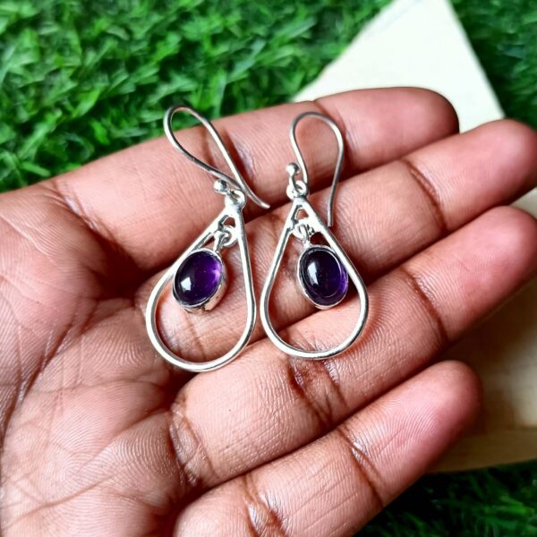 Amethyst Earring, Handmade Earring, 925 Silver Earring, Natural Amethyst, Gemstone Earring, Amethyst Jewelry, Dainty Earring, Boho Earring