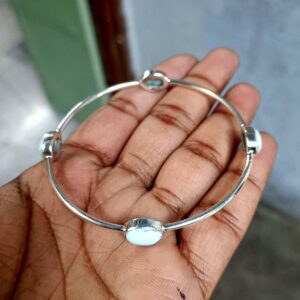Larimar Bangle, Handmade Bangle, Dainty Bangle, Natural Larimar, 925 Silver Bangle, Gemstone Bangle, Women Bangle, Larimar Jewelry, Gift Her