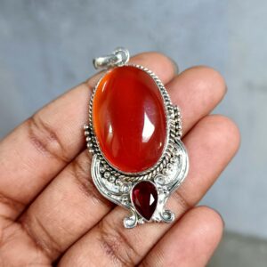 Carnelian, Garnet Pendant, Handmade Pendant, 925 Silver Pendant, Natural Gemstone, Dainty Pendant, Women Pendant, Boho Pendant, Gift For Her