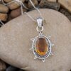Dainty Citrine Sterling Silver Pendant, Large Citrine Statement Silver Pendant, Vintage Style Citrine Handmade Pendant, Gift for her - Image 5