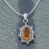 Dainty Citrine Sterling Silver Pendant, Large Citrine Statement Silver Pendant, Vintage Style Citrine Handmade Pendant, Gift for her - Image 3