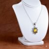 Dainty Citrine Sterling Silver Pendant, Large Citrine Statement Silver Pendant, Vintage Style Citrine Handmade Pendant, Gift for her - Image 11