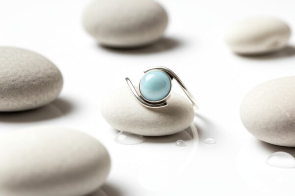 Larimar Ring, Dainty Ring, 925 Silver Ring, Natural Larimar, Statement Ring, Larimar Jewelry, Gemstone Ring, Women Ring, Bohemian Ring - Image 2