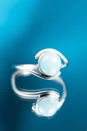 Larimar Ring, Dainty Ring, 925 Silver Ring, Natural Larimar, Statement Ring, Larimar Jewelry, Gemstone Ring, Women Ring, Bohemian Ring