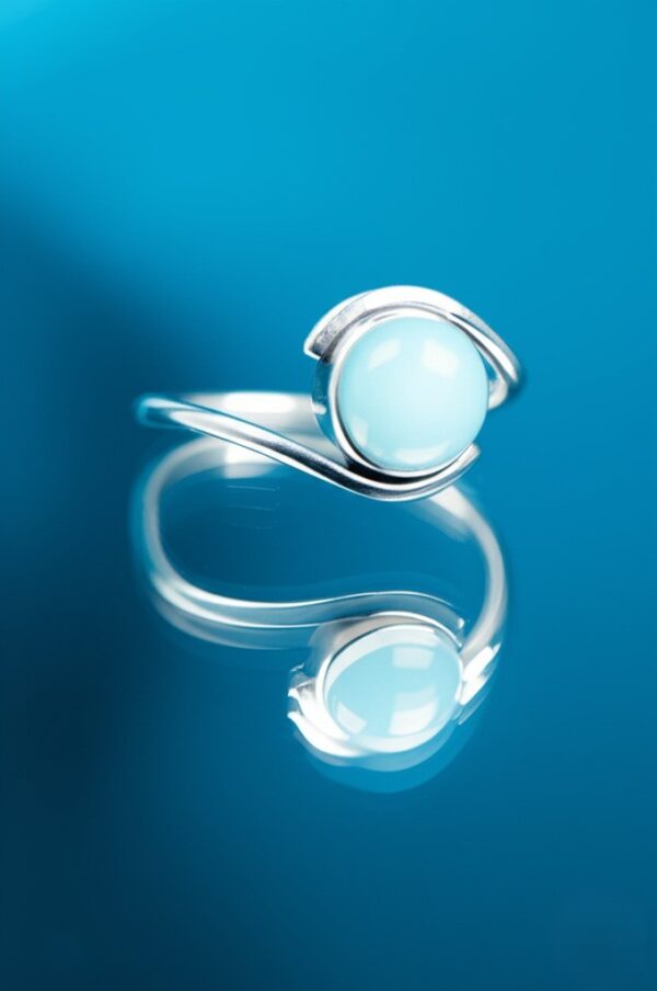 Larimar Ring, Dainty Ring, 925 Silver Ring, Natural Larimar, Statement Ring, Larimar Jewelry, Gemstone Ring, Women Ring, Bohemian Ring - Image 5