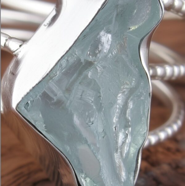 Raw Aquamarine Silver Ring, Uncut Ring, Boho Ring, Crystal Ring, Unique Ring, Rustic Ring, Raw Gemstone Silver Ring, Textured Ring, Gift her - Image 13