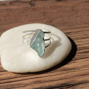 Raw Aquamarine Silver Ring, Uncut Ring, Boho Ring, Crystal Ring, Unique Ring, Rustic Ring, Raw Gemstone Silver Ring, Textured Ring, Gift her
