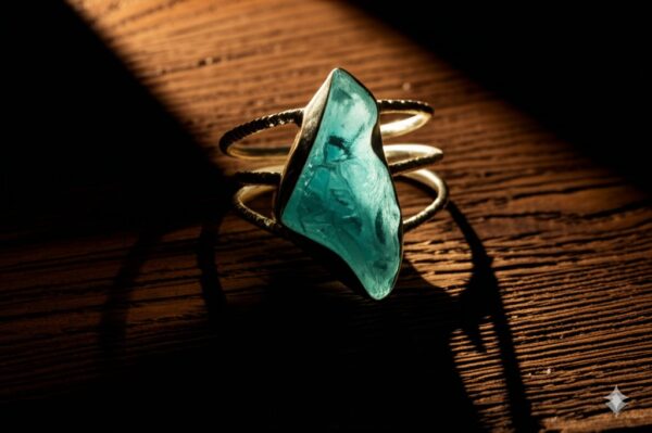 Raw Aquamarine Silver Ring, Uncut Ring, Boho Ring, Crystal Ring, Unique Ring, Rustic Ring, Raw Gemstone Silver Ring, Textured Ring, Gift her - Image 3