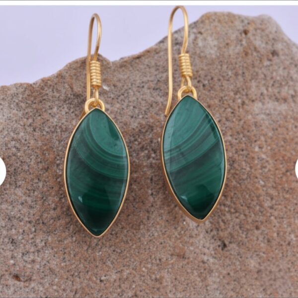 Malachite Earrings | 14k gold plated - Image 9