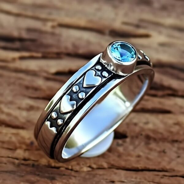 Blue Topaz Ring, Spinner Band Ring, 925 Starling Silver Ring, Worry Ring, Gemstone Ring, Natural Blue Topaz, Handmade Ring, Dainty Ring - Image 6