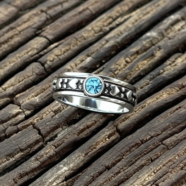 Blue Topaz Ring, Spinner Band Ring, 925 Starling Silver Ring, Worry Ring, Gemstone Ring, Natural Blue Topaz, Handmade Ring, Dainty Ring - Image 4