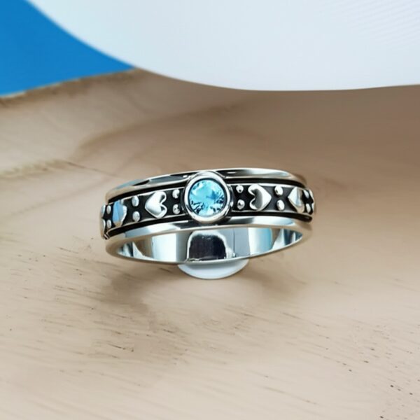 Blue Topaz Ring, Spinner Band Ring, 925 Starling Silver Ring, Worry Ring, Gemstone Ring, Natural Blue Topaz, Handmade Ring, Dainty Ring - Image 3