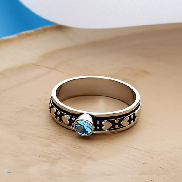 Blue Topaz Ring, Spinner Band Ring, 925 Starling Silver Ring, Worry Ring, Gemstone Ring, Natural Blue Topaz, Handmade Ring, Dainty Ring - Image 2