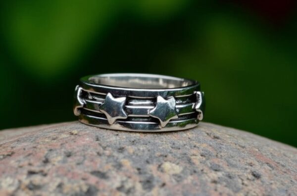 Star Spinner Band Ring, Handmade Ring, 925 Silver Ring, Worry Ring, Fidget Ring, Promised Spinner Ring, Thumb Ring, Women Ring, Boho Ring - Image 4
