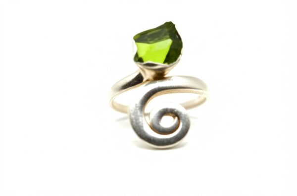 Moldavite Rough Ring, Natural Gemstone Ring, 925 Sterling Silver, Handmade Designer Jewelry, - Image 5