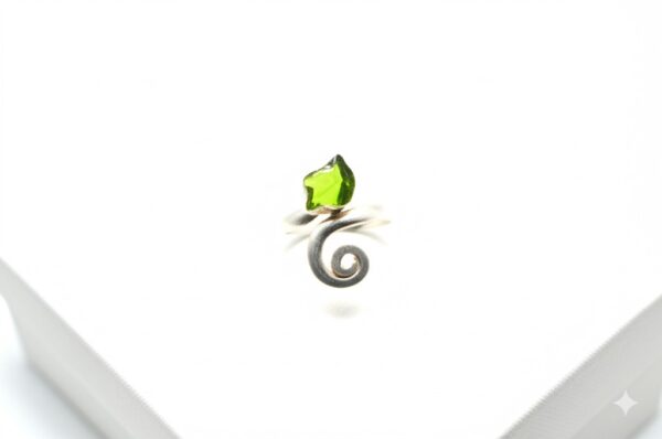 Moldavite Rough Ring, Natural Gemstone Ring, 925 Sterling Silver, Handmade Designer Jewelry, - Image 4