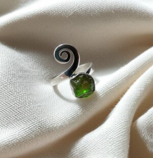 Moldavite Rough Ring, Natural Gemstone Ring, 925 Sterling Silver, Handmade Designer Jewelry,