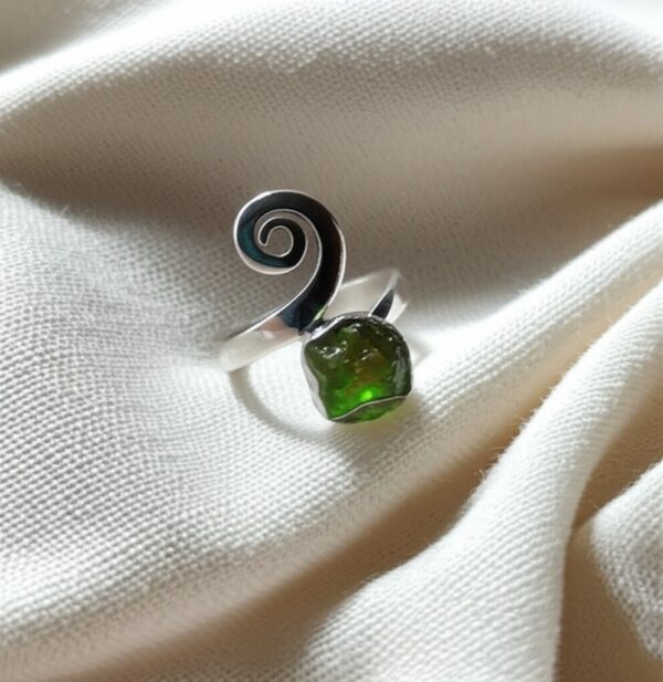 Moldavite Rough Ring, Natural Gemstone Ring, 925 Sterling Silver, Handmade Designer Jewelry,