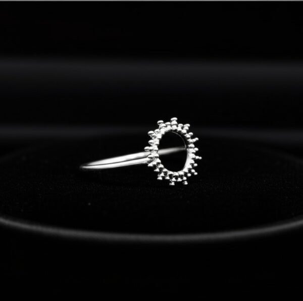 Minimalist Sun Ring - Delicate Silver Circle with Beaded Rays, Gift for her, Minimalist ring, Silver ring, Tiny Silver Sun Ring, women ring - Image 5