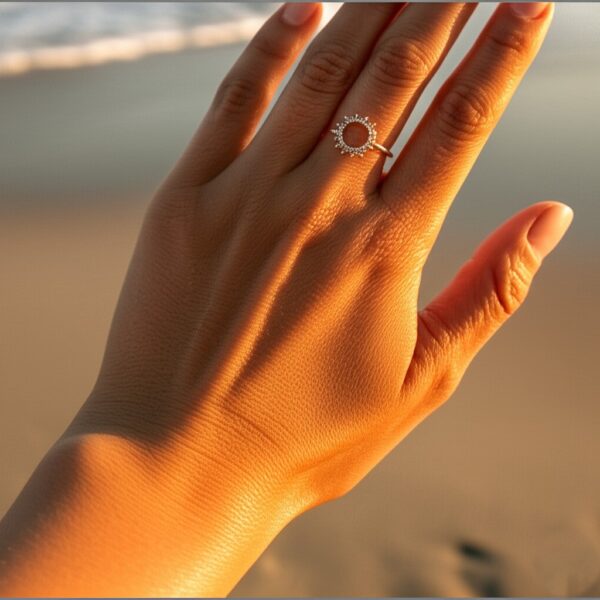 Minimalist Sun Ring - Delicate Silver Circle with Beaded Rays, Gift for her, Minimalist ring, Silver ring, Tiny Silver Sun Ring, women ring - Image 9