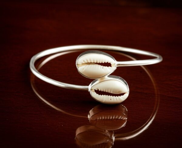 Cowrie Shell Bangle - Boho Jewelry - Sterling Silver Bangle - Nautical Bangle - Handmade Jewelry - Gift item, Mothers day gift, Gift for her - Image 3