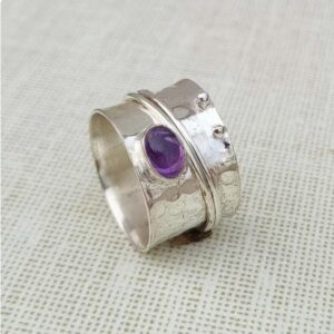 Amethyst Spinner Ring, Handmade Ring, 925 Silver Ring, Thumb Ring, Gemstone Ring, Natural Amethyst, Fidget Ring, Worry Ring, Ring For Women