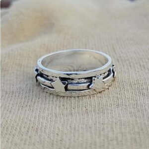 Star Spinner Band Ring, Handmade Ring, 925 Silver Ring, Worry Ring, Fidget Ring, Promised Spinner Ring, Thumb Ring, Women Ring, Boho Ring