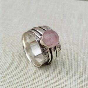 Rose Quartz Ring, Spinner Ring, Women Ring, 925 Silver Ring, Handmade Spinner Ring, Fidget Ring, Worry Ring, Natural Rose Quartz, Band Ring