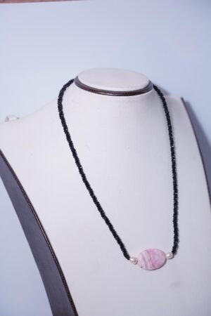 Spinel Jasper Necklace, Pink Jasper Necklace, Black spinel Necklace, Natural gemstone Necklace, Handmade Necklace. Black Necklace, Gift Her