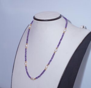 Natural Amethyst Beauty, Handmade necklace, Amethyst gemstone necklace, Anniversary Gift, Natural Amethyst, Amethyst jewelry, Pearl Necklace