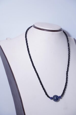 Black Spinel Necklace, Lapis Ball Necklace, Spinel Beaded Necklace, Black Necklace, Handmade Necklace, Spinel Jewelry, Lapis Jewelry, Gift
