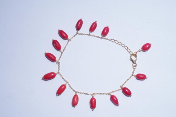 Coral Chain Bracelet, Handmade Bracelet, Gold Plated Bracelet, Coral Bracelet, Women bracelet, Gift for her, Women bracelet, Silver Bracelet