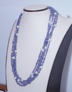 Tanzanite beaded Necklace, Tanzanite jewelry, Natural tanzanite, Handmade jewelry, Beaded necklace, Valentine day gift, Blue tanzanite, Gift