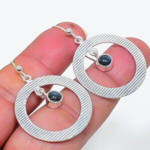 Turquoise and Silver Circle Earrings, Gemstone Earrings, Dainty Earrings, silver earrings, Round Earrings, Handmade Earrings, Women earrings