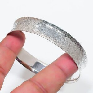 Cuff Bangle, Handmade Bangle, Silver Bangle, Geometric Silver, Women Bracelets, Adjustable Bracelets, Birthday Gift, Textured bracelet, Gift