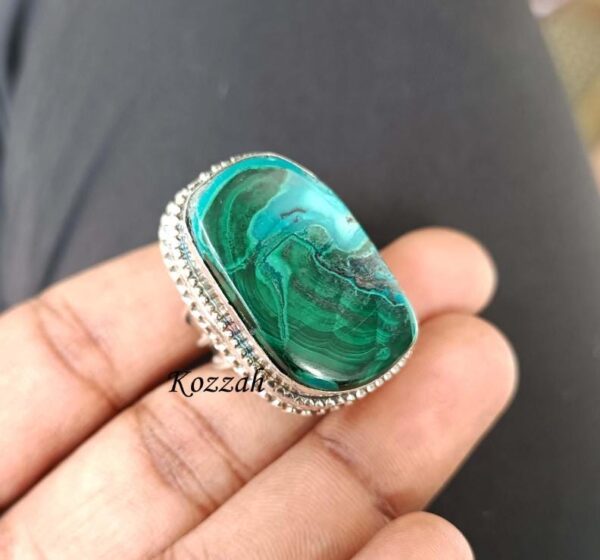 Azurite Malachite Ring, Women Ring, 925 Starling Silver Ring, Handmade Ring, Dainty Ring, Designer Band Ring, Gemstone Ring, Statement Ring