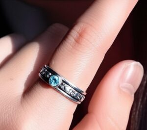 Blue Topaz Ring, Spinner Band Ring, 925 Starling Silver Ring, Worry Ring, Gemstone Ring, Natural Blue Topaz, Handmade Ring, Dainty Ring
