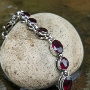 Garnet Bracelet, Handmade Bracelet, 925 Silver Bracelet, Natural Garnet, Women Bracelet, Adjustable Bracelet, Gemstone Bracelet, Gift Her