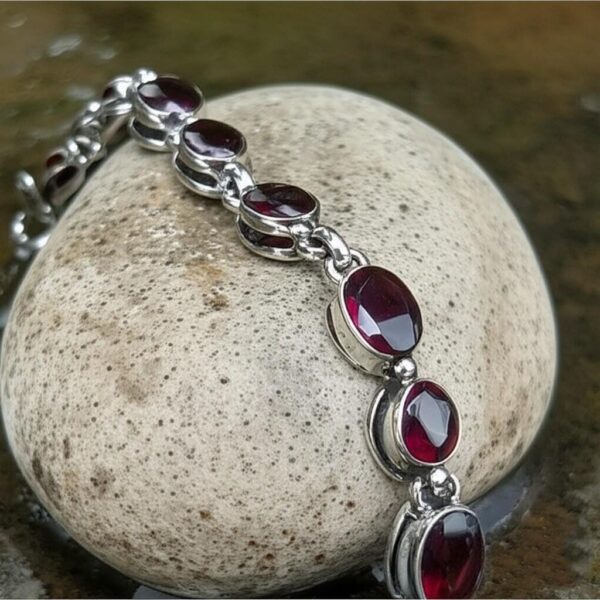 Garnet Bracelet, Handmade Bracelet, 925 Silver Bracelet, Natural Garnet, Women Bracelet, Adjustable Bracelet, Gemstone Bracelet, Gift Her