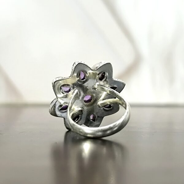 Amethyst Floral Ring Handmade - Image 7