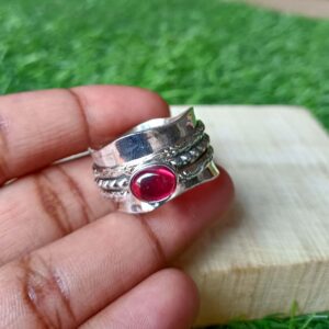 Garnet Ring, Spinner Ring, Thumb Ring, Garnet Jewelry, 925 Sterling Silver Ring, Band Ring, Worry Ring, Fidget Ring, Natural Garnet, Gift