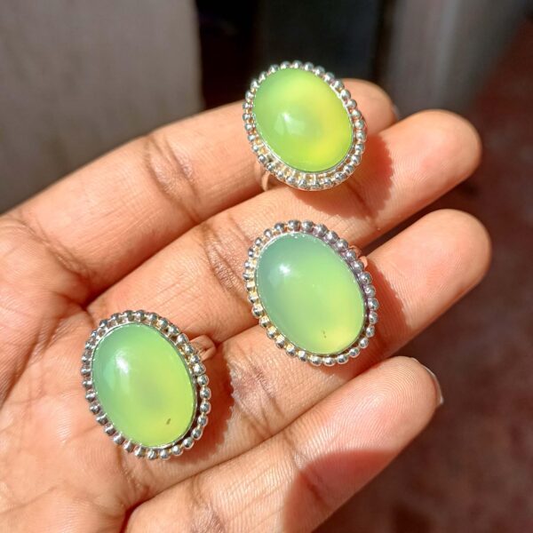 Prehnite Ring, Handmade Ring, 925 Silver Ring, Dainty Ring, Gemstone Ring, Women Ring, Natural Prehnite, Statement Ring, Bohemian Ring - Image 5