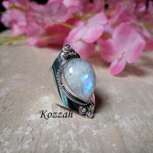 Rainbow Moonstone Ring, Handmade Ring, 925 Silver Ring, Statement Ring, Designer Ring, Gemstone Ring, Boho Ring, Beautiful Ring, Gift Her