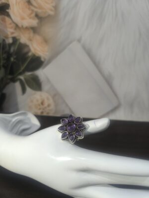 Amethyst floral ring | Amethyst ring woman | Sunflower Ring | Dainty amethyst ring | Vintage amethyst ring | Gift for Her, Amethyst ring