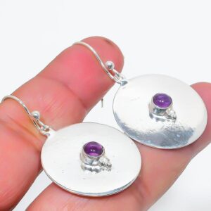 Turquoise and Silver Circle Earrings, Gemstone Earrings, Dainty Earrings, silver earrings, Round Earrings, Handmade Earrings, Women earrings