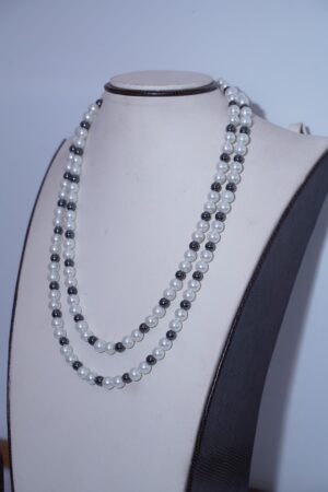 White pearl hematite necklace, Pearl gem necklace, Hematite Necklace, Handmade Necklace, Silver Necklace, Gift for her, Valentine Gift, Gif