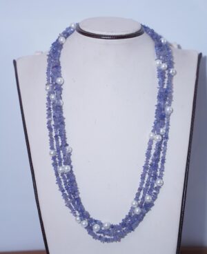 Tanzanite beaded Necklace, Tanzanite jewelry, Natural tanzanite, Handmade jewelry, Beaded necklace, Valentine day gift, Blue tanzanite, Gift