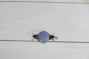 Blue Agate Pendant with Black Onyx, Natural Blue Agate & Black Onyx Pendant, Statement Agate Pendant, Handcrafted Blue Agate Pendant, Gift