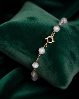 Moonstone Bracelet Gold Plated Sterling Silver | Handmade Gemstone Jewelry | Dainty Chain Bracelet Gift for Women