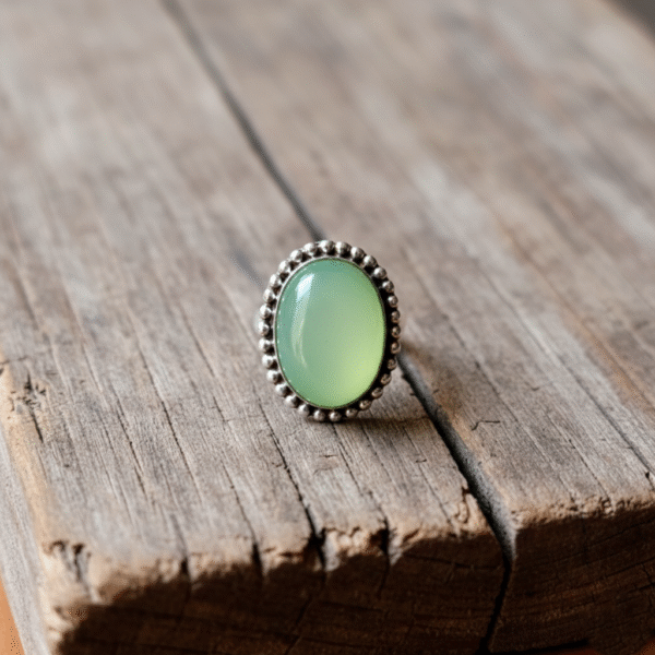 Prehnite Ring, Handmade Ring, 925 Silver Ring, Dainty Ring, Gemstone Ring, Women Ring, Natural Prehnite, Statement Ring, Bohemian Ring - Image 4